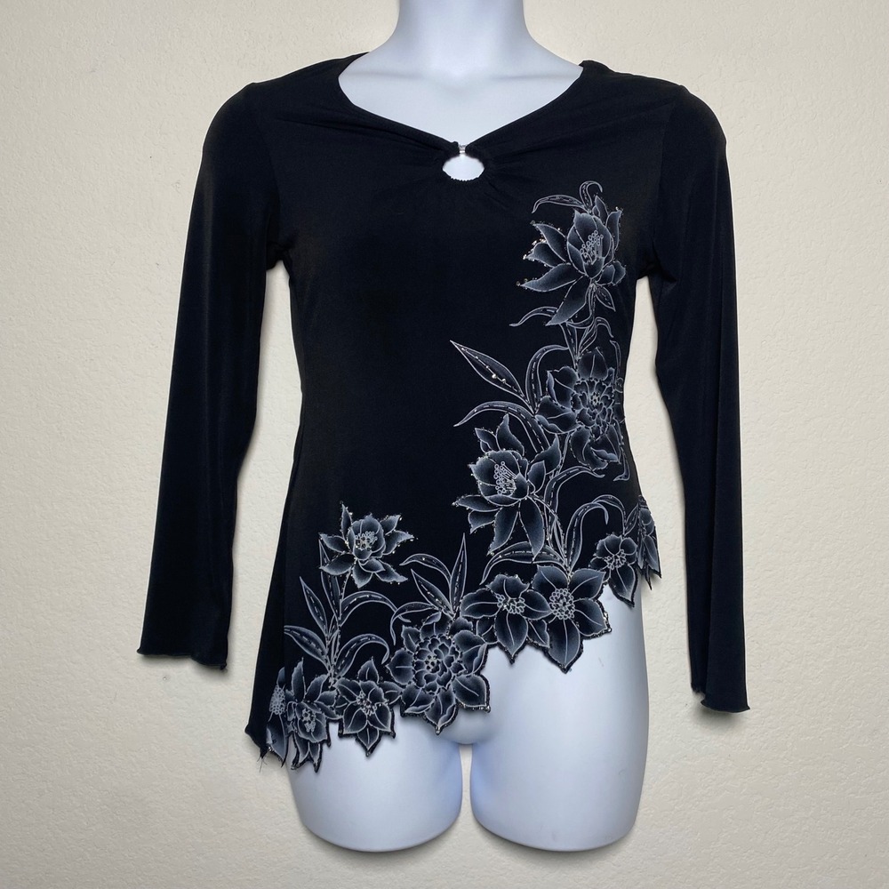Elegant Black Floral Women's Blouse